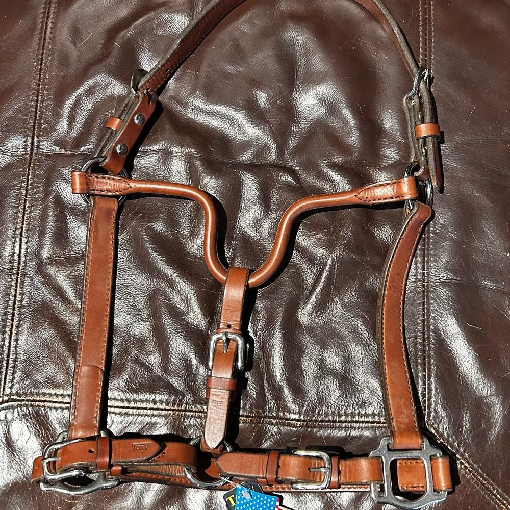 Tory's Leather Co Tapered Crown 1" Western Show Halter Oakbark/Chrome Size Full